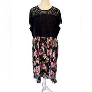 Suzanne Betro Black and Pink Sheath Midi Dress